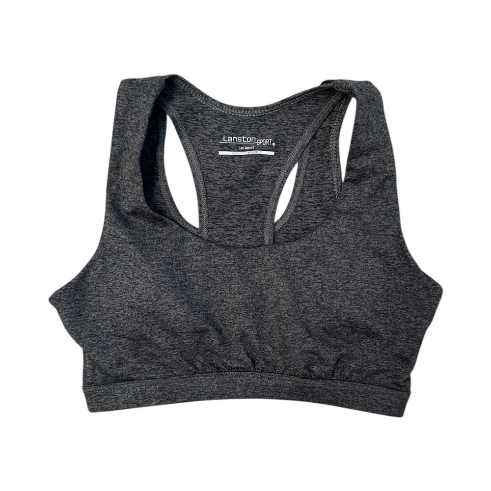LANSTON Sport Dark Gray Charcoal Racerback Sports Bra Women Size XS NWT $112